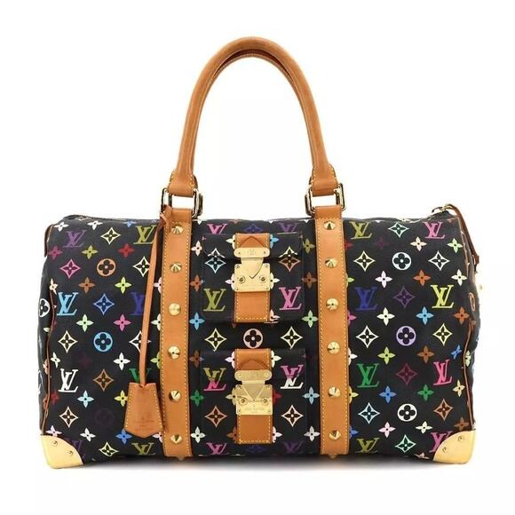 LOUIS VUITTON Monogram Multi Color Keepall 45 Luggage Noir M92640 Purse - Picture 1 of 8